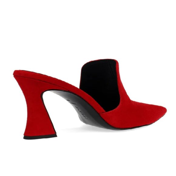 Red Suede Heel Mule - Picture 2 of 4